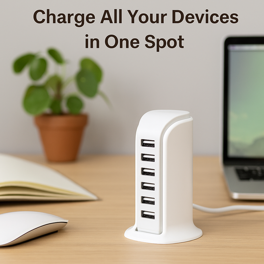 Smart Vertical USB Charging Tower – Multi-Device Power, Zero Desk Clutter