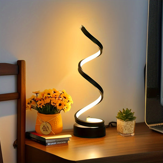 Spiral LED Desk Lamp – USB-Powered with Adjustable Brightness